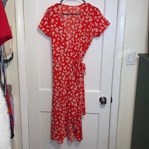 Floral tie wrap dress